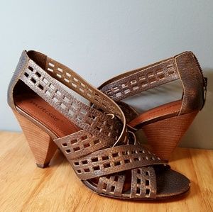 Matisse Anthropologie Gold and Silver Sandal Heels